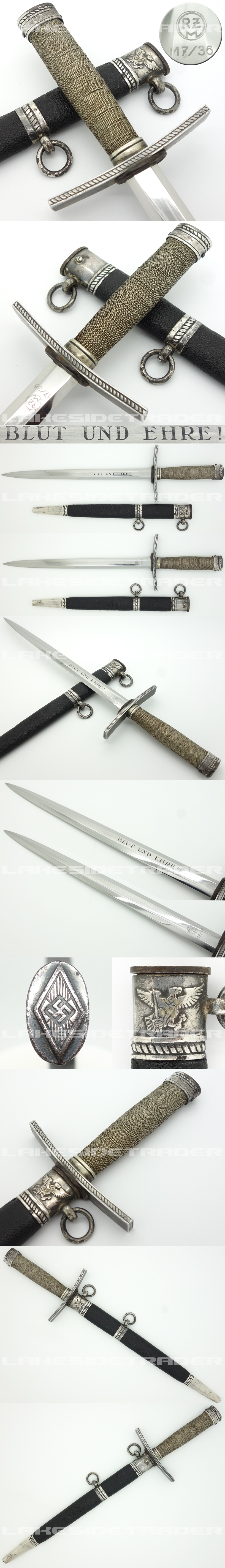 Hitler Youth Leader Dagger by RZM M7/36