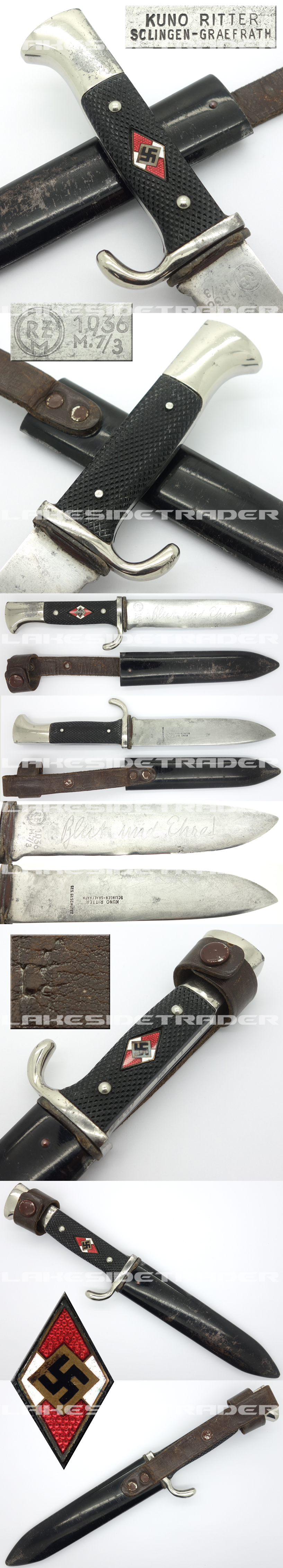 Transitional Hitler Youth Knife by K. Ritter