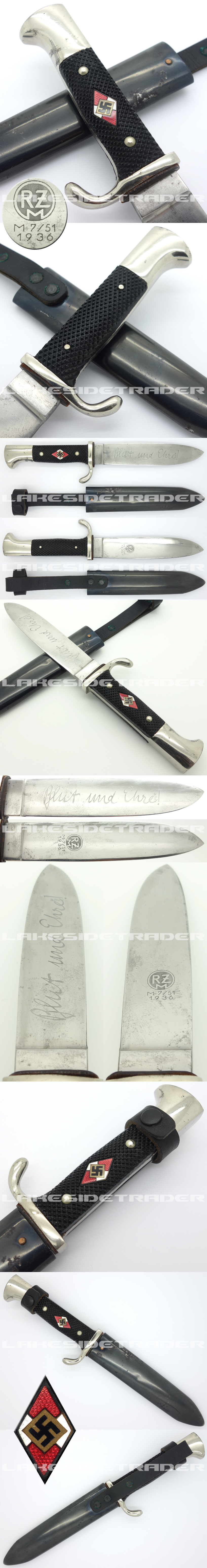 Transitional Hitler Youth Knife by RZM M7/51 1936