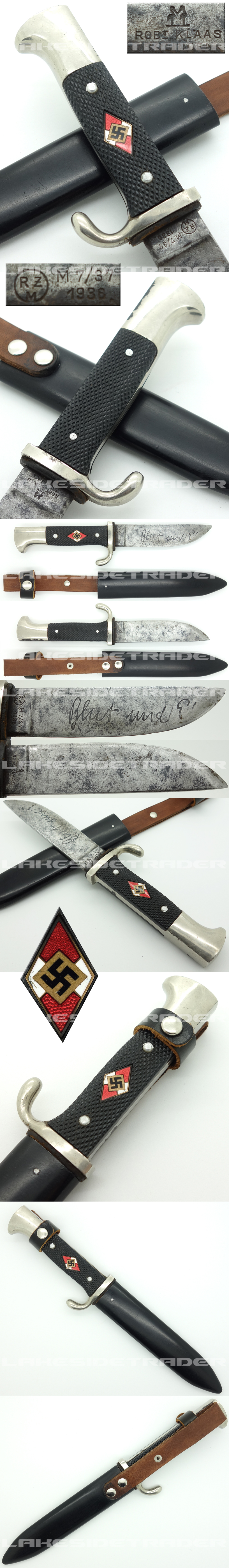 Transitional Hitler Youth Knife by Rbt. Klaas 1936
