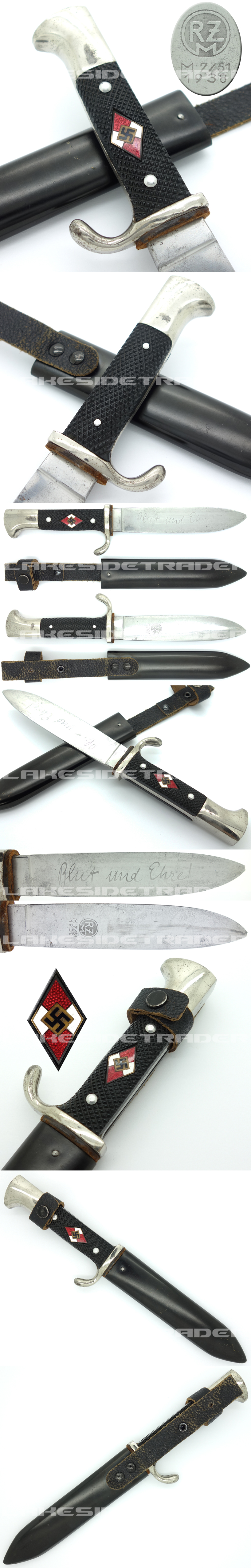 Transitional Hitler Youth Knife by RZM M7/51 1938
