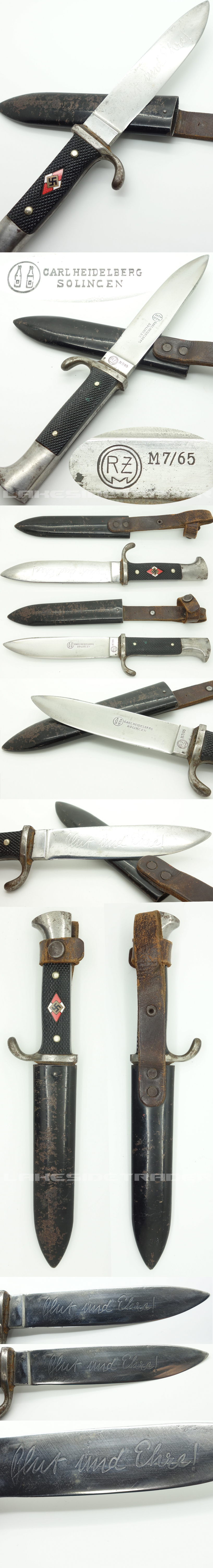 Transitional Hitler Youth Knife by Carl Heidelberg