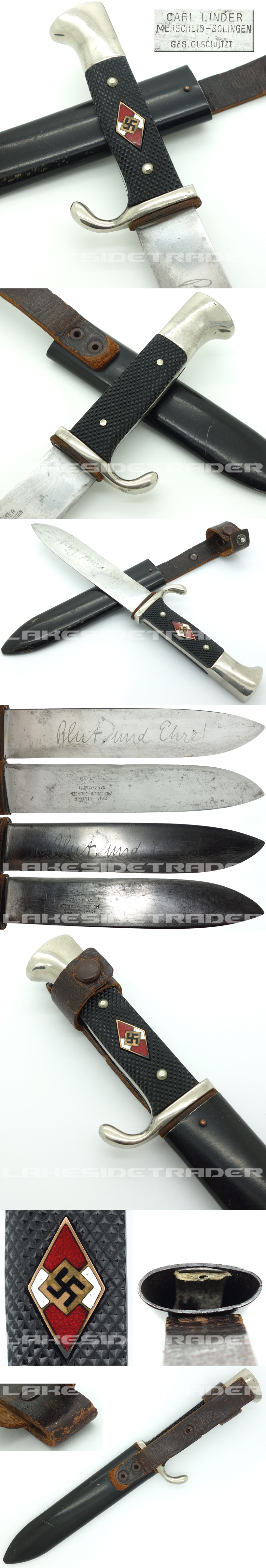 Rare - Earliest Hitler Youth Knife by Carl Linder