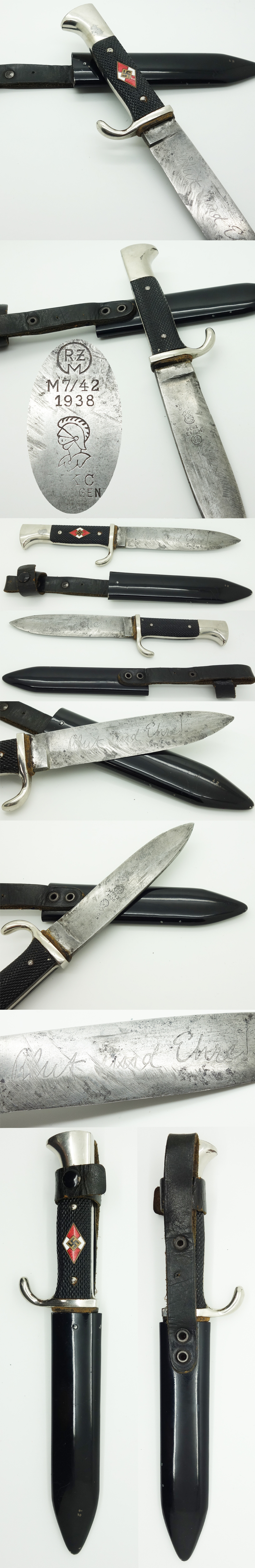 Transitional Hitler Youth Knife by WKC 1938