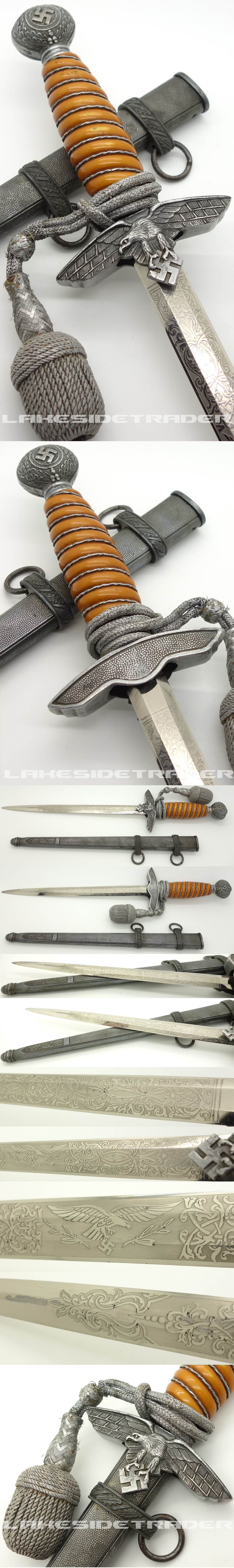 Etched Unmarked 2nd Model Luftwaffe Dagger by Voos