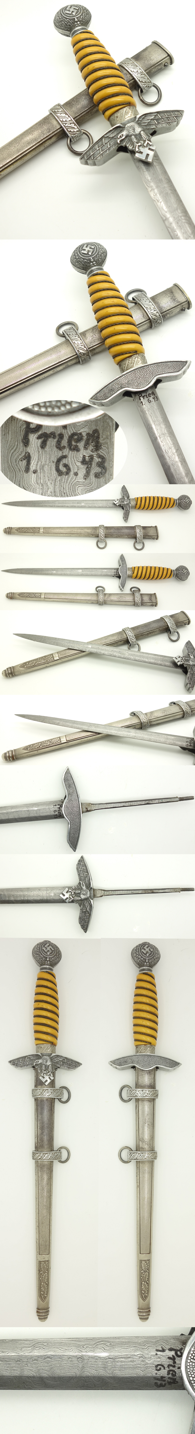 Walter Prien's 2nd Model Luftwaffe Dagger w Damascus Blade