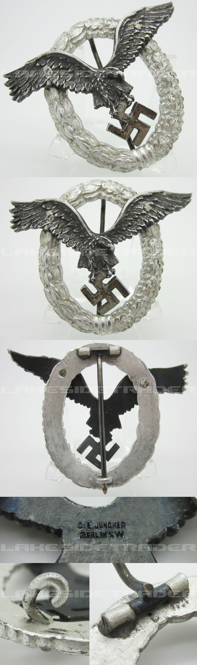 Luftwaffe Aluminum Pilot Badge by Juncker