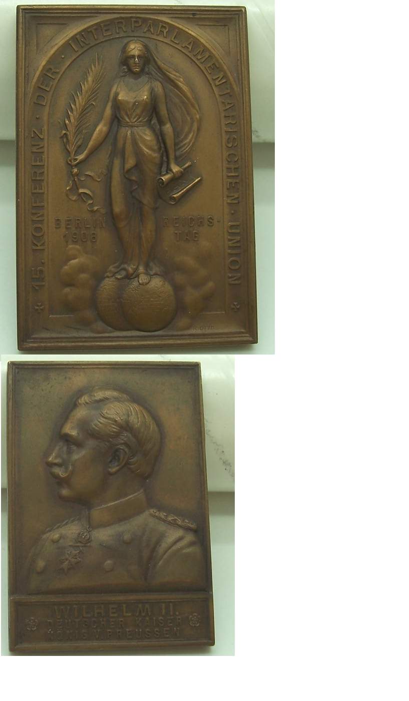 Bronze 15 konferenz der interparlamentarischen Union Memorial plaque