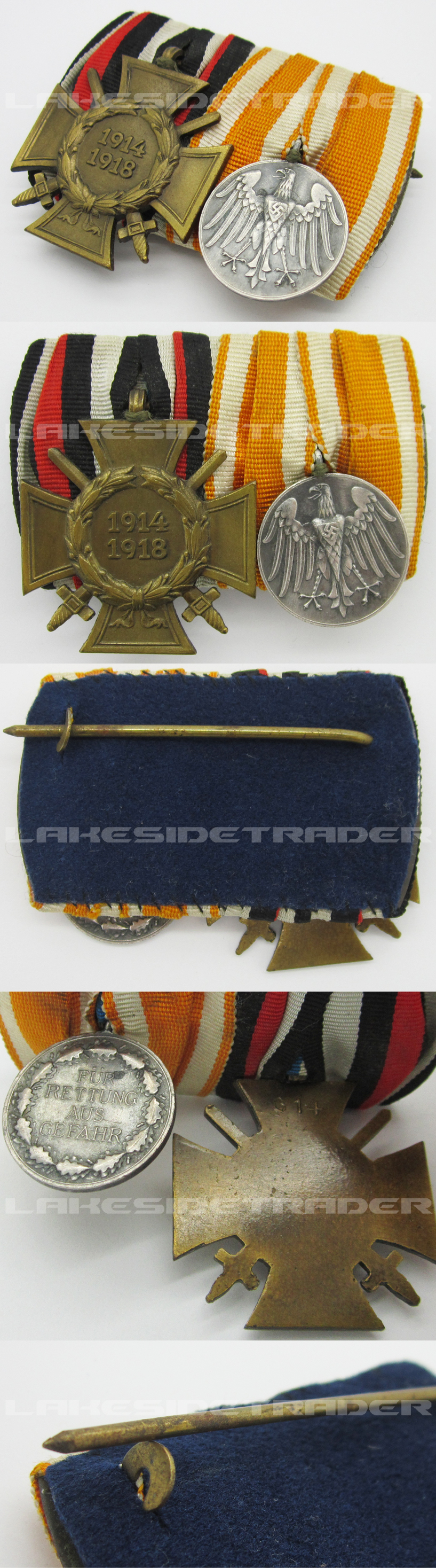 Life Saving Medal / Hindenburg Cross w Swords Medal Bar