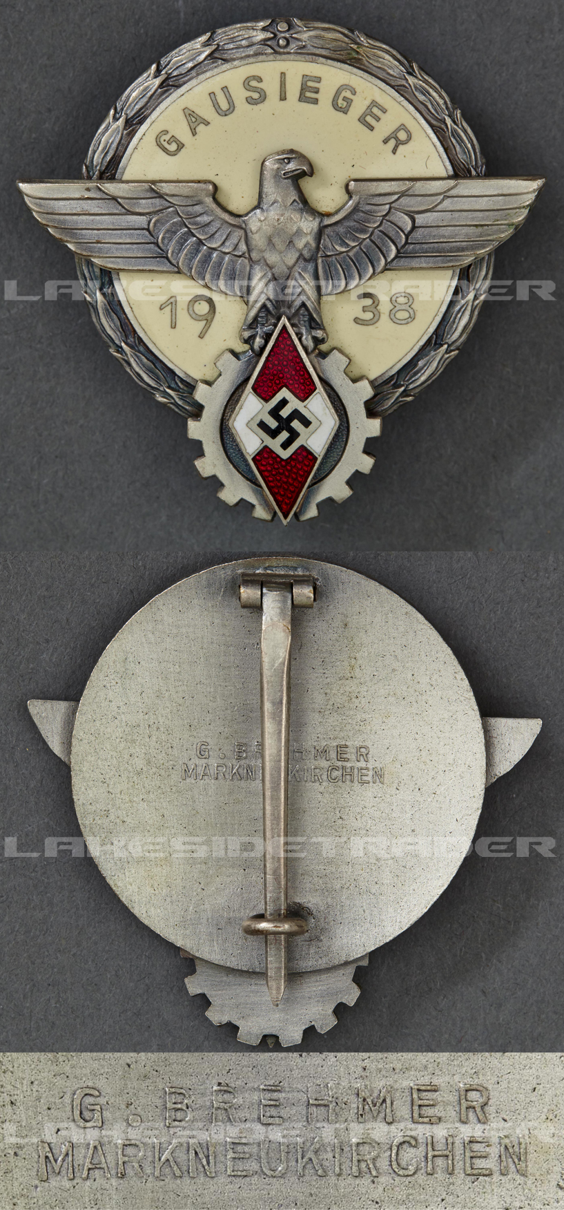 Hitler Youth Gausieger Victors Badge by G. Brehmer 1938