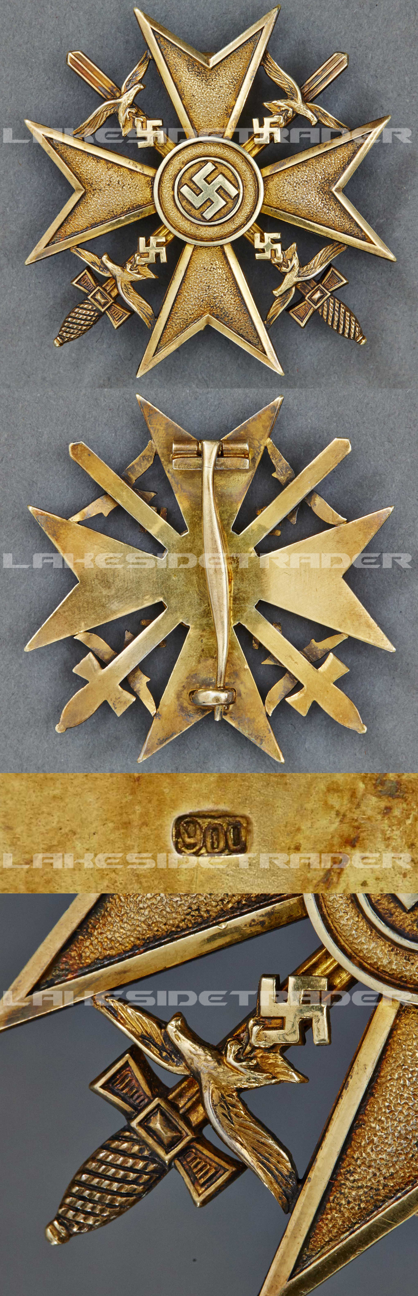 Spanish Cross in Gold with Swords 