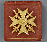 A Spanish Cross in Gold with Swords in its original Case of Issue