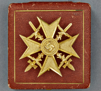 A Spanish Cross in Gold with Swords in its original Case of Issue