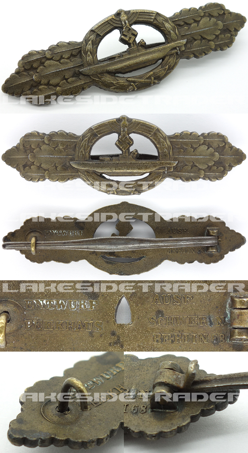 Order - submarine front clasp in bronze, designed by Peekhaus, manufactured  by Schwerin Berlin