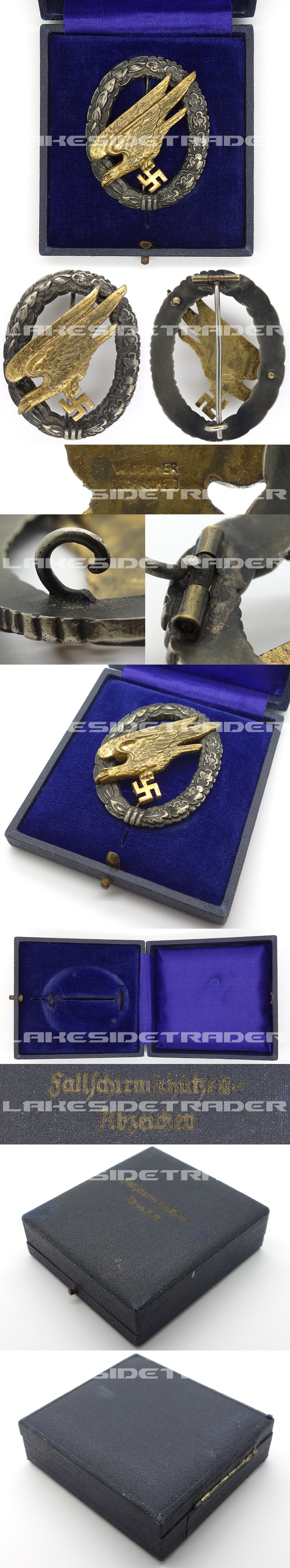 Cased Luftwaffe Paratrooper Badge by W. Deumer
