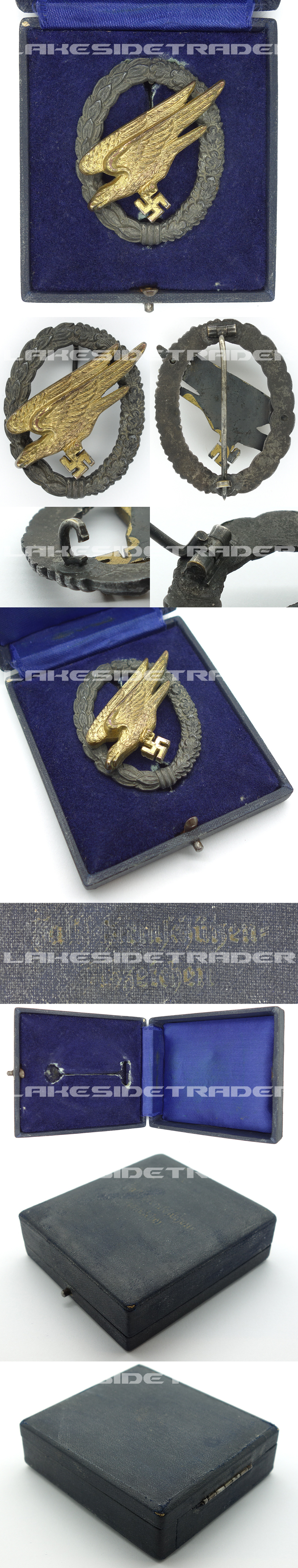 Cased Luftwaffe Paratrooper Badge by S&L