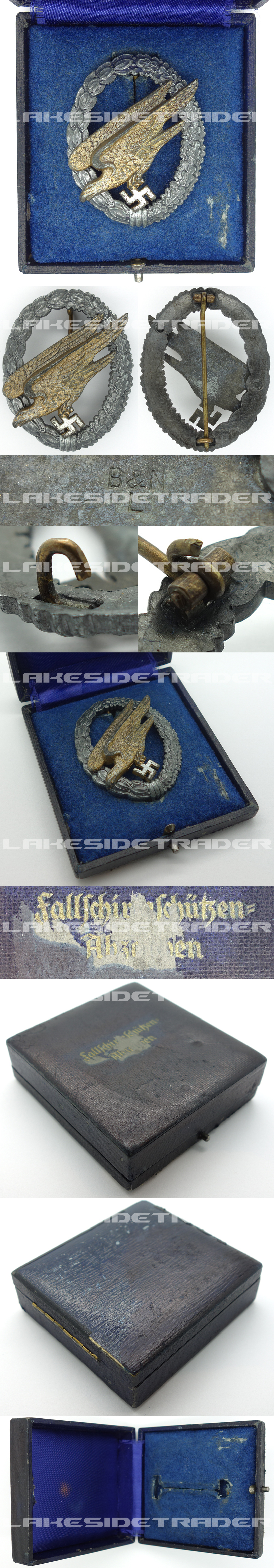 Cased Luftwaffe Paratrooper Badge by B&N