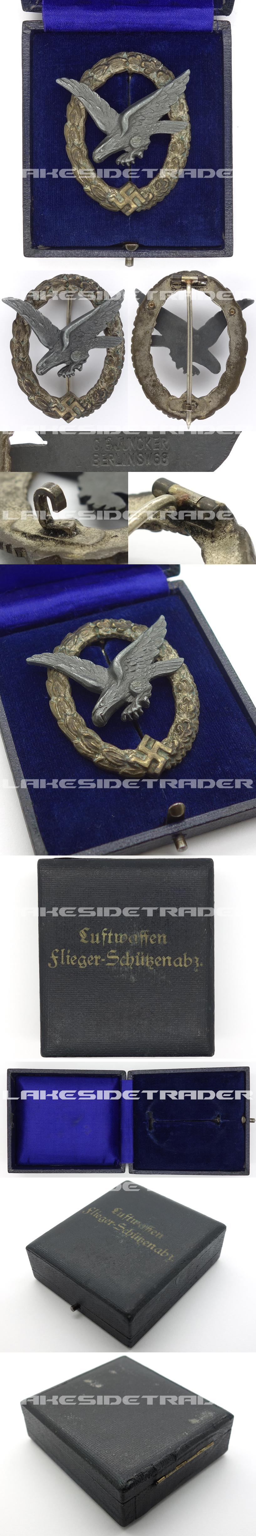 Cased Luftwaffe Air Gunner Badge by Juncker