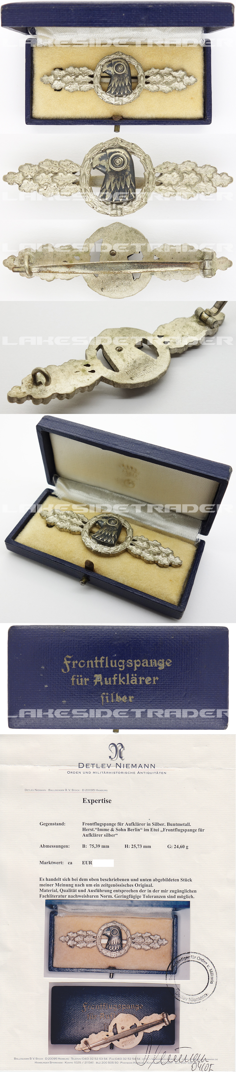 Cased Luftwaffe Reconnaissance Clasp in Silver by JMME