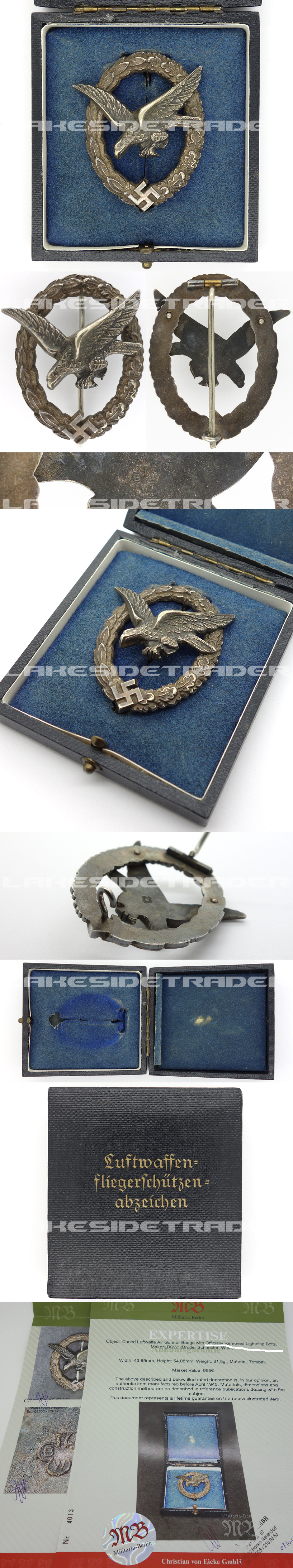 Cased Luftwaffe Air Gunner Badge by BSW