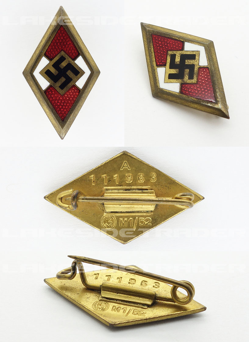 Gold Hitler Youth Honor Badge by RZM M1/52