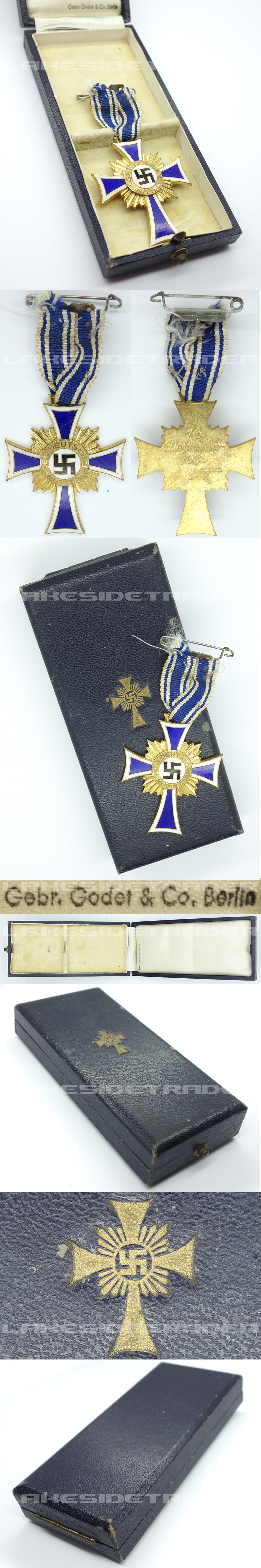 Cased Mothers Cross in Gold by Godet