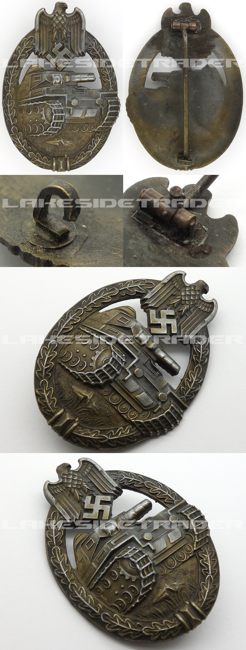 Seven Wheel Panzer Assault Badge in Bronze