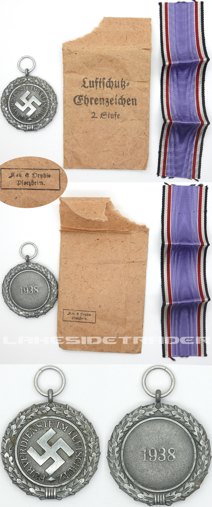 2nd Class Luftshutz Medal with issue packet.