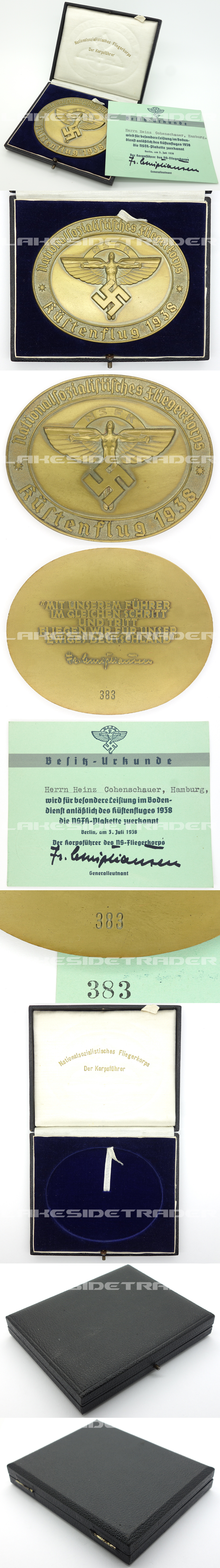 Matching - NSFK Deutschlandflug Award, Case & Certificate 1938