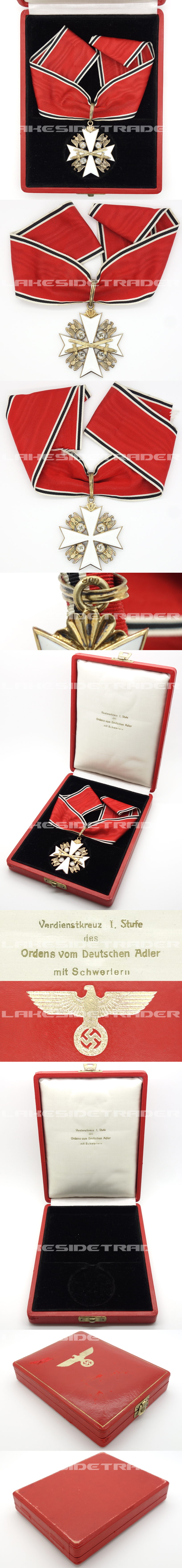 Cased 1st Class Eagle Order Neck Cross with Swords by Godet