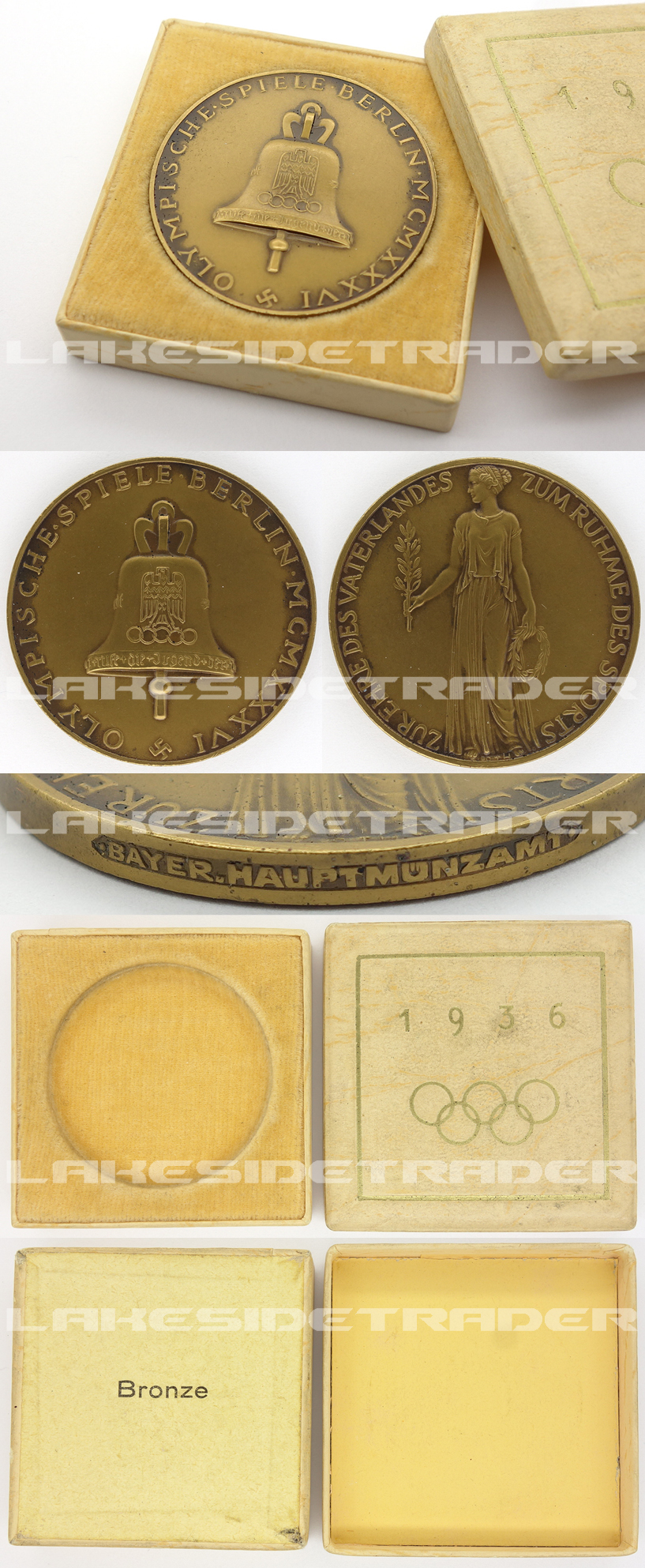 Cased Bronze Summer Olympic Commemorative Medal 1936