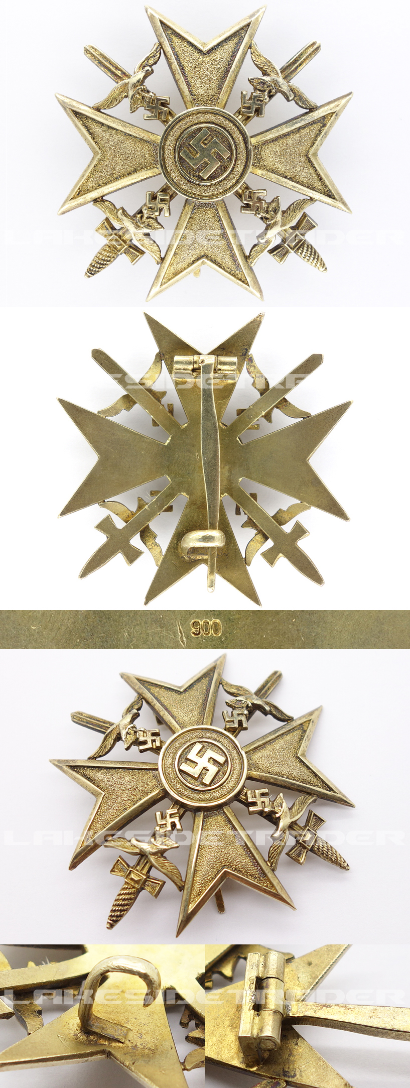 Spanish Cross in Gold with Swords 