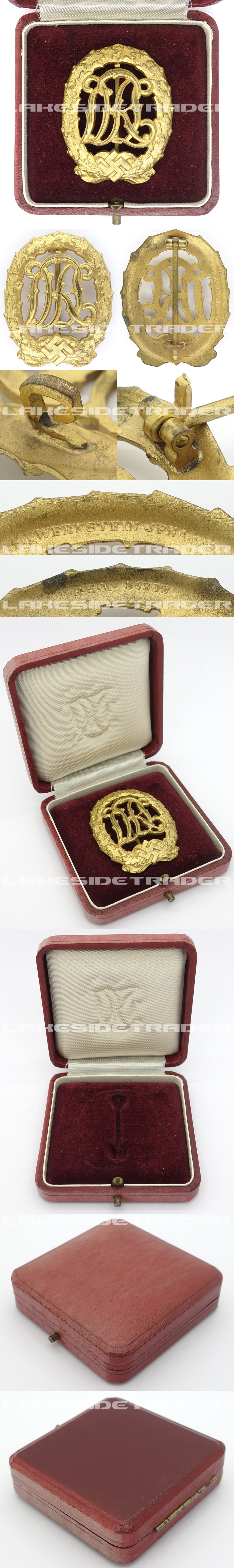 Cased DRL Sports Badge in Gold by W. Jena