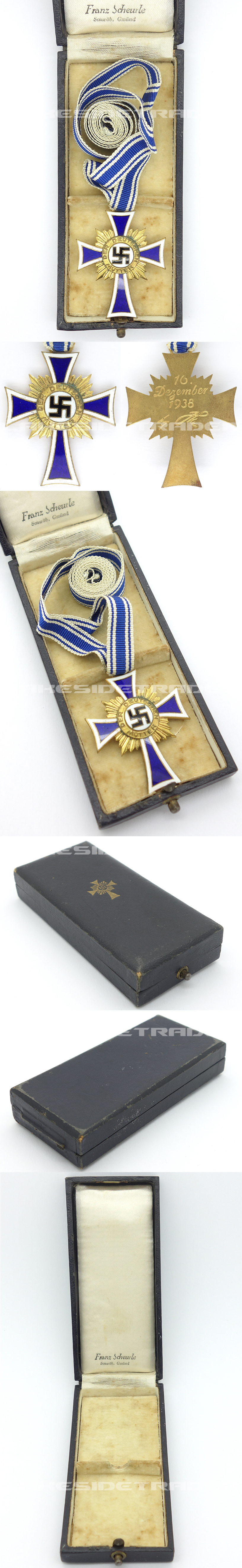 Cased Mothers Cross in Gold