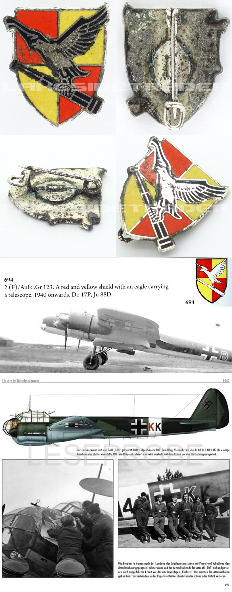 Luftwaffe 2.(F) AusfklGr 123 Division Badge