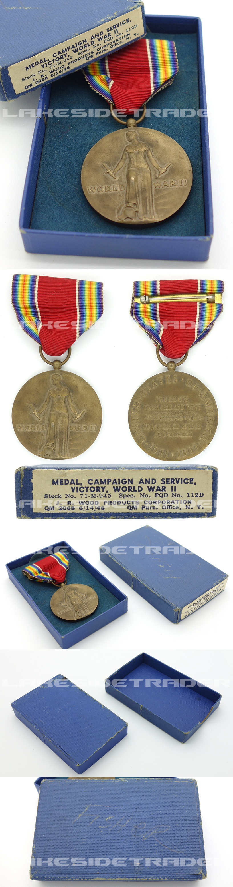 Cased US World War II Victory Medal 