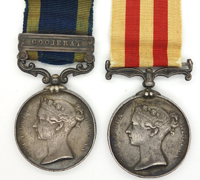 Punjab Medal w Goojerat bar & India Mutiny w research