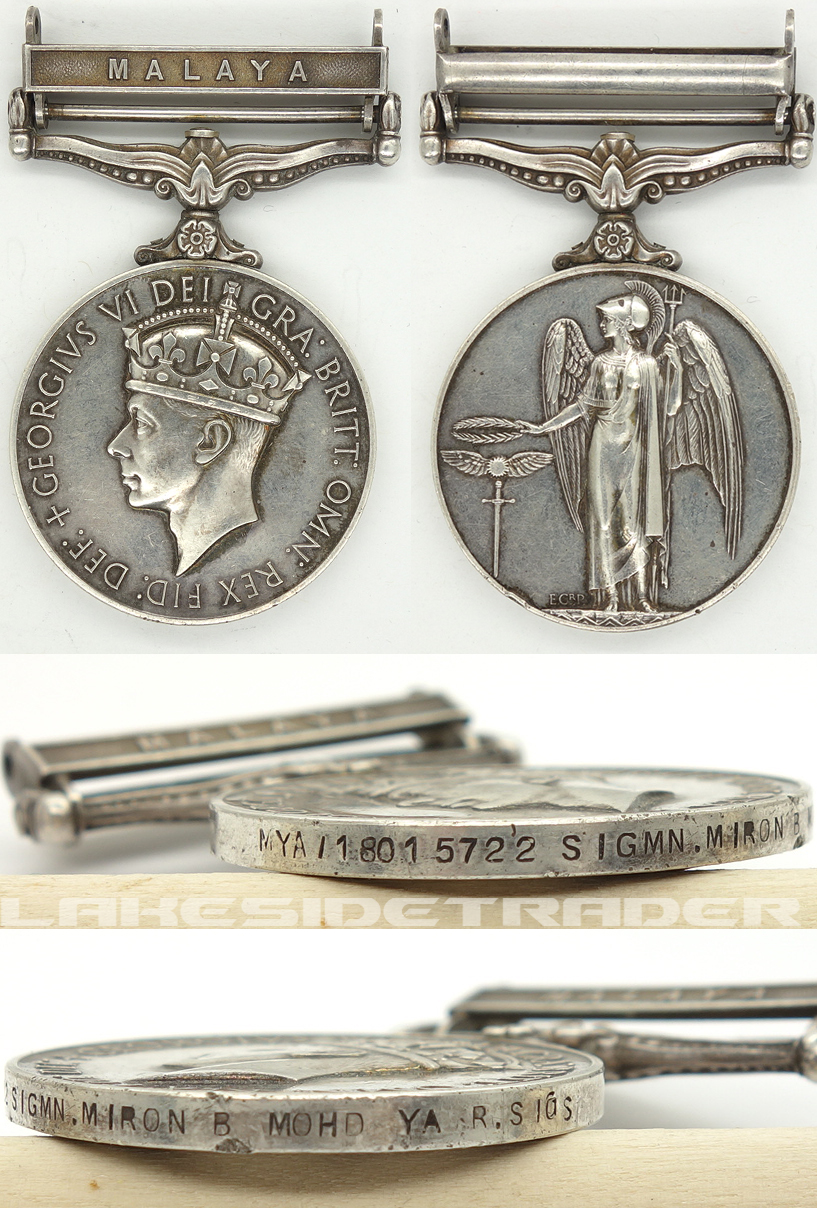 British and Commonwealth 1918 General Service Medal w Malaya Bar