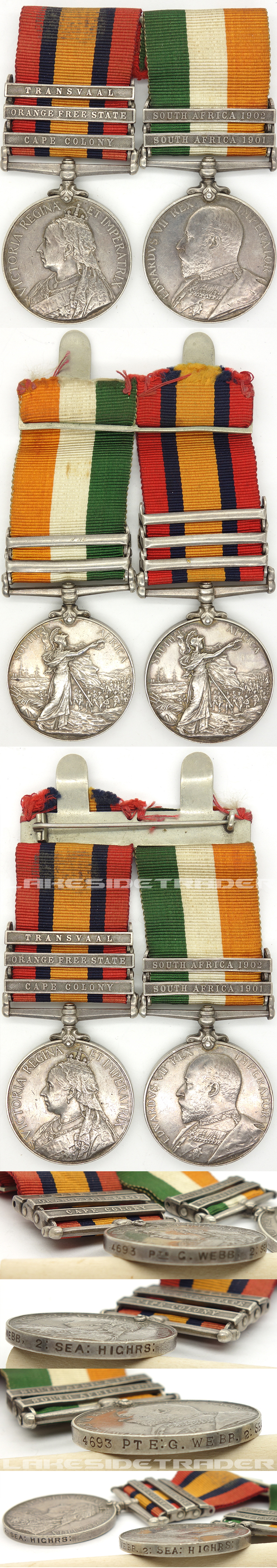 Queen's and King's South Africa Medal Bar w partial research