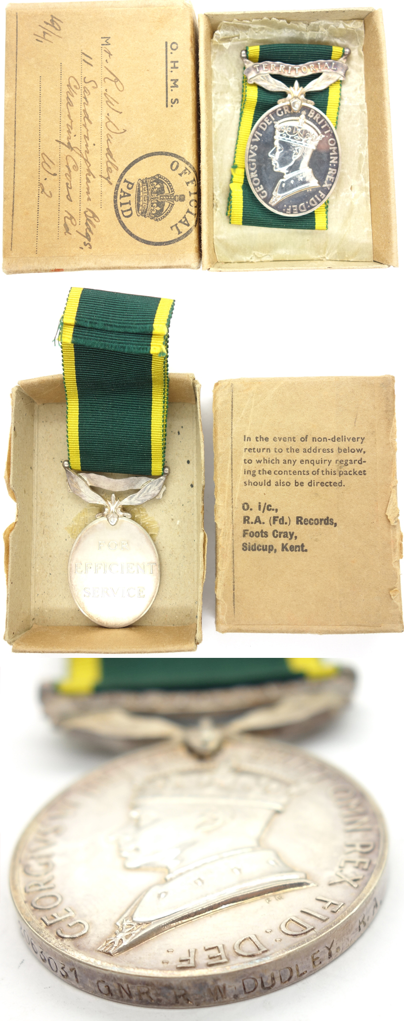 R.W. Duleys' Efficiency Medal in issue box