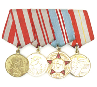 Russian Cold-war 4 piece Medal bar