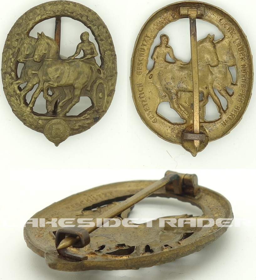 3rd Class German Horse Driver Badge in Bronze by Lauer