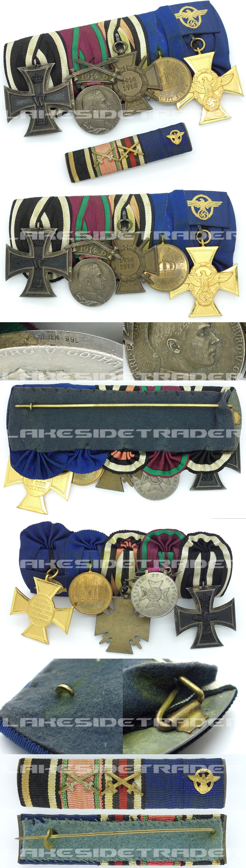 Five-Piece German Empire/Third Reich Medal & Ribbon Bar