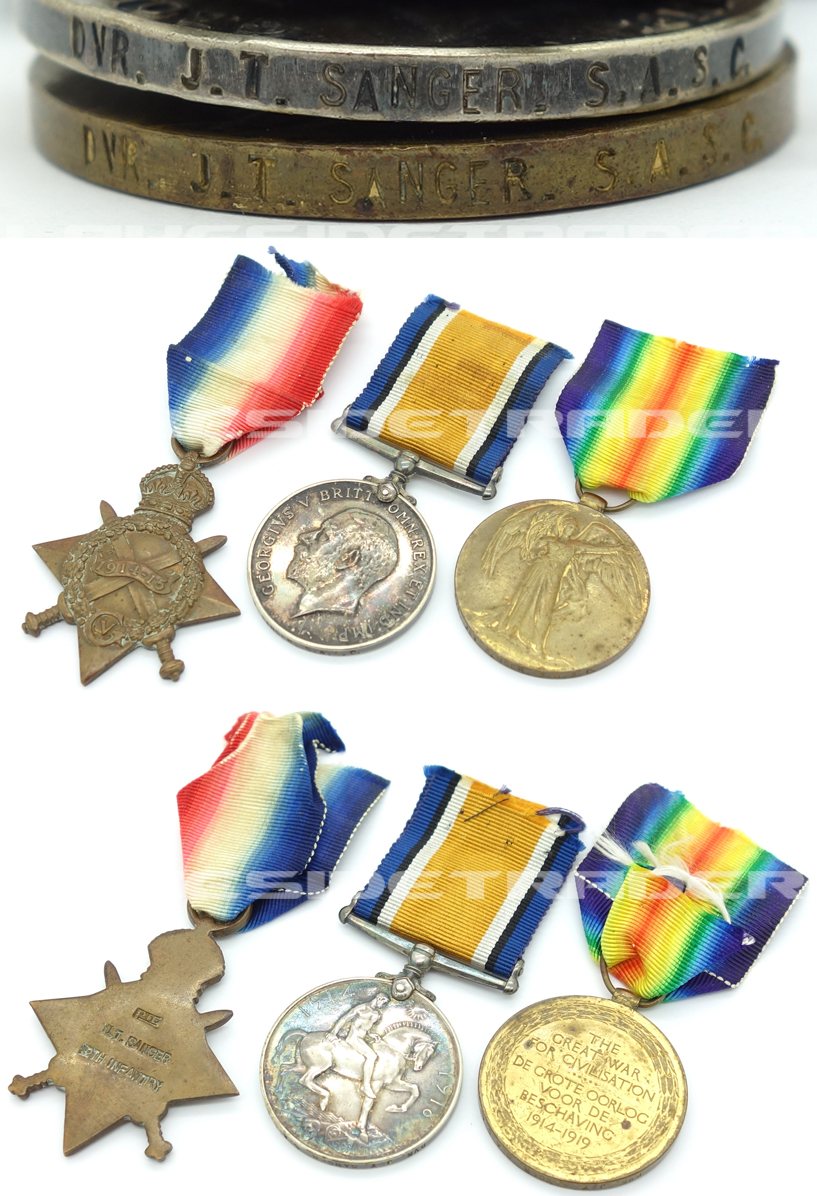 South Africa, WWI - Named Trio to Pte 12th Infantry