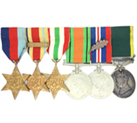UK, WWII - Six-Piece Medal Bar - Staff Sargent, R.A.M.C.