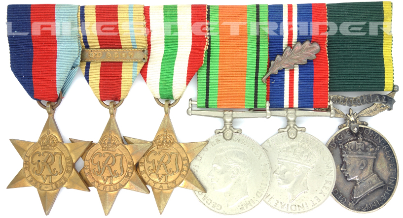 UK, WWII - Six-Piece Medal Bar - Staff Sargent, R.A.M.C.