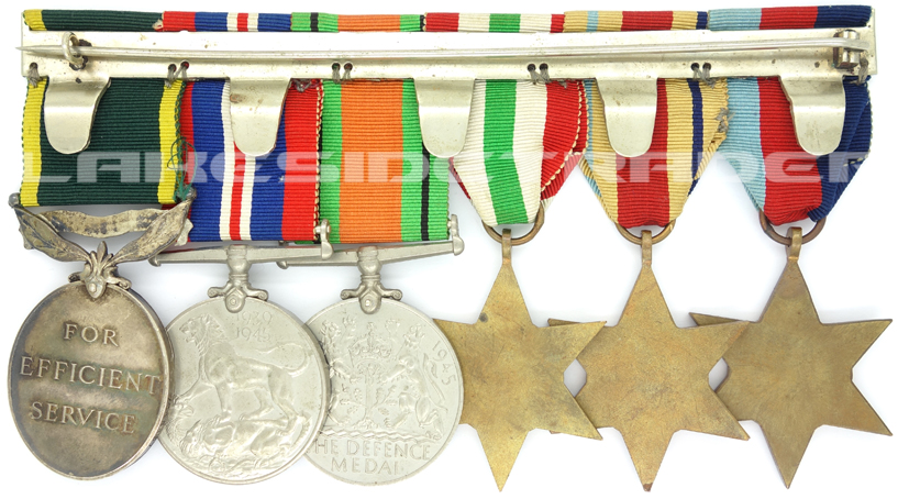 UK, WWII - Six-Piece Medal Bar - Staff Sargent, R.A.M.C.