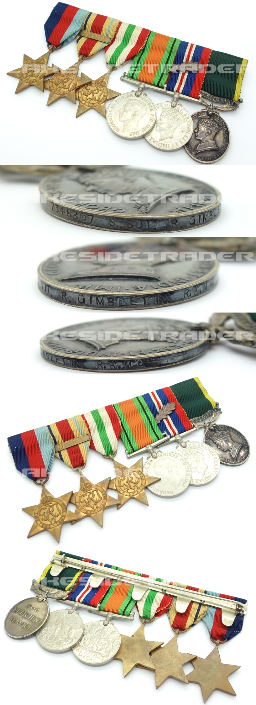 UK, WWII - Six-Piece Medal Bar - Staff Sargent, R.A.M.C.