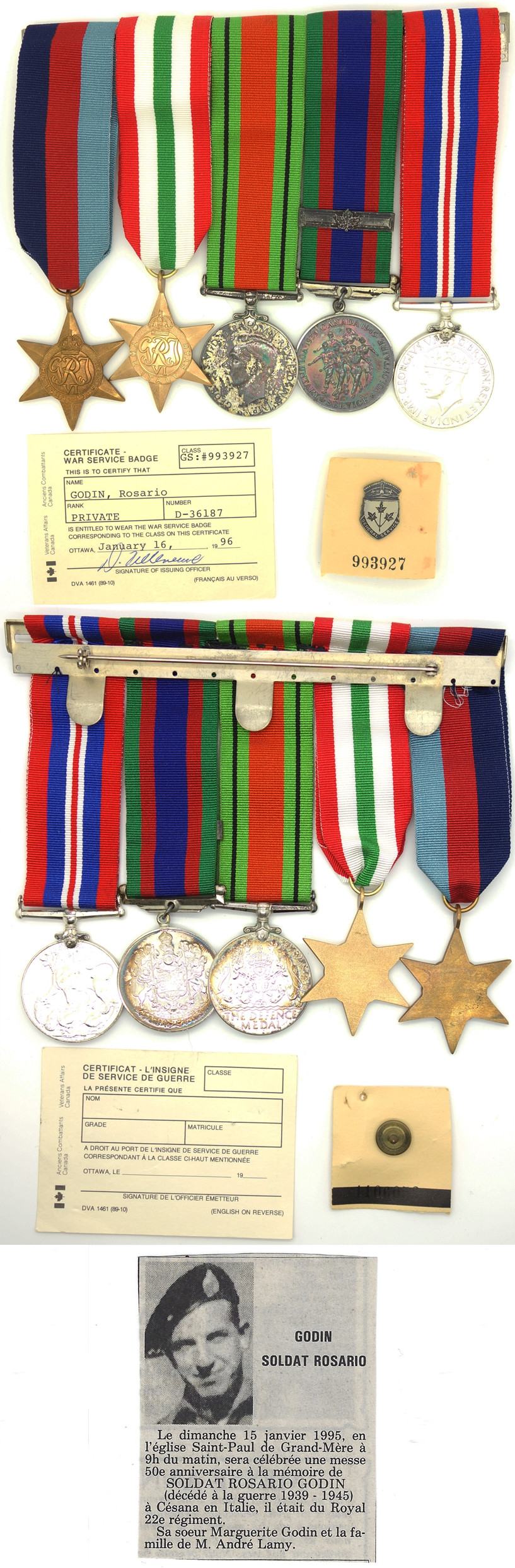 Rosario Godin's Awards and Service Records