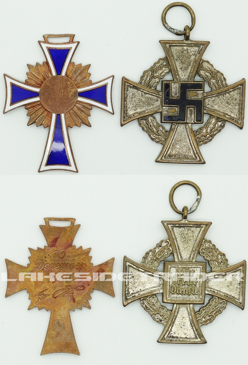 Damaged - Mothers Cross & Faithful Service Medals